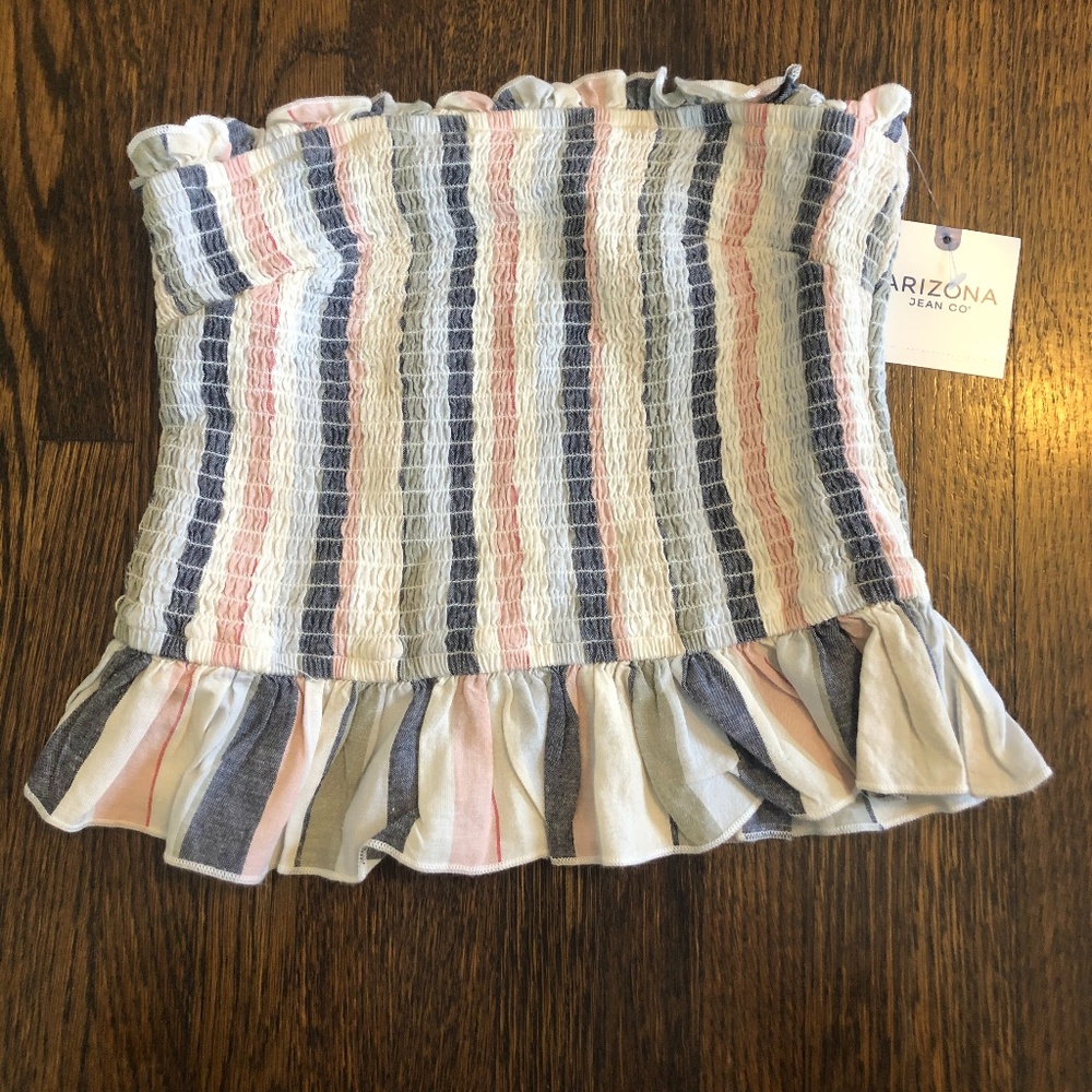 Striped Tube Top with Ruffles